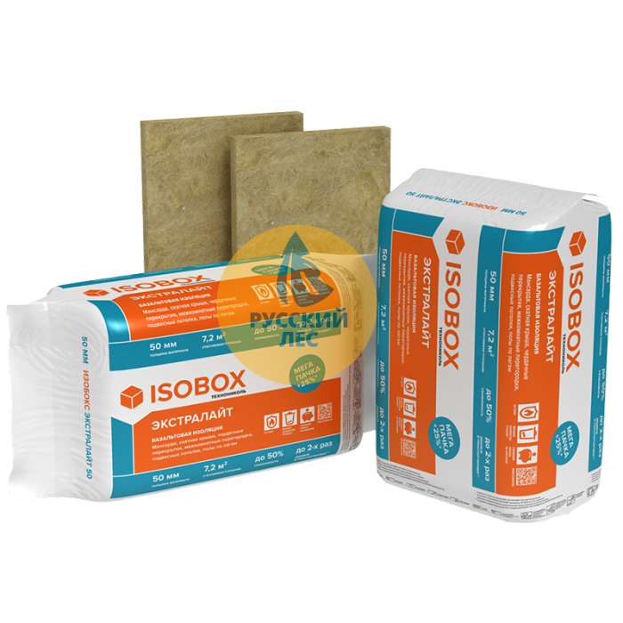 Утеплитель Изобокс Экстралайт 50% компрессия 800х600х100мм (3,84м2) (0,384м3) 8 плит
