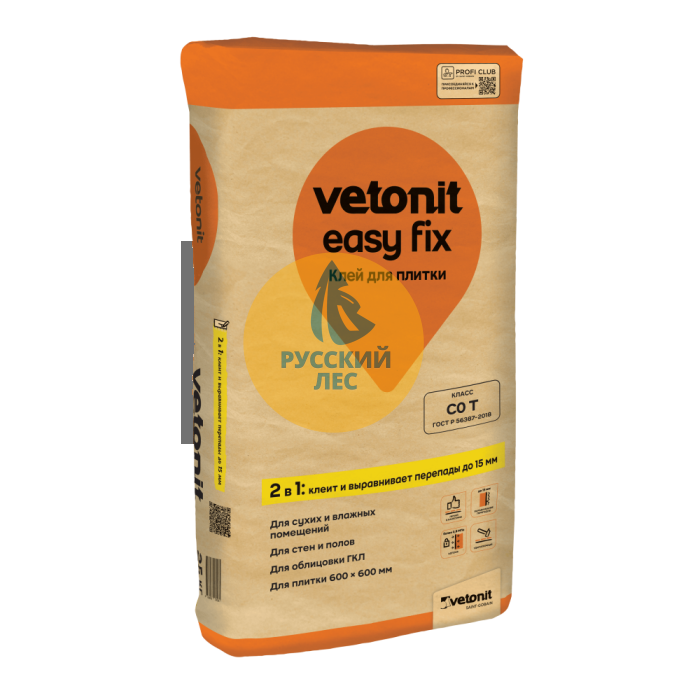 Клей для плитки и керамогранита Weber Vetonit Easy Fix вебер ветонит 25 кг (48шт/под)