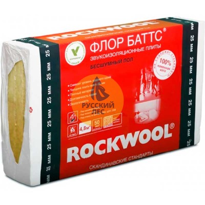 ROCKWOOL Флор баттс 1000*600* 25 (12шт)  (7,2м2)(0,18м3) 32шт/под роквул