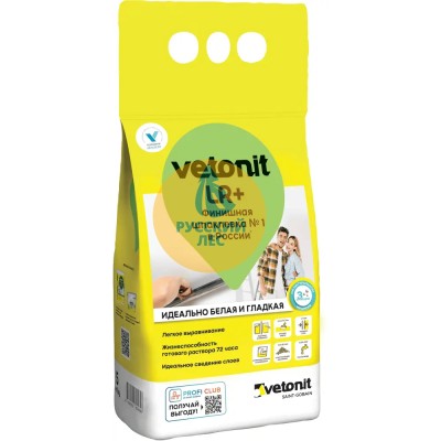 Шпаклевка полимерная Weber Vetonit LR+ белая (5кг) (108шт/под)(Ветонит ЛР+) Weber (Вебер)