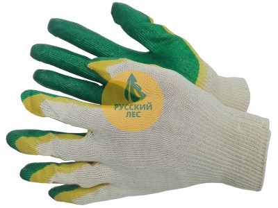 Перчатки х/б с двойным латексом 10кл, зеленый