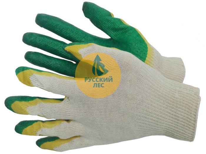 Перчатки х/б с двойным латексом 10кл, зеленый